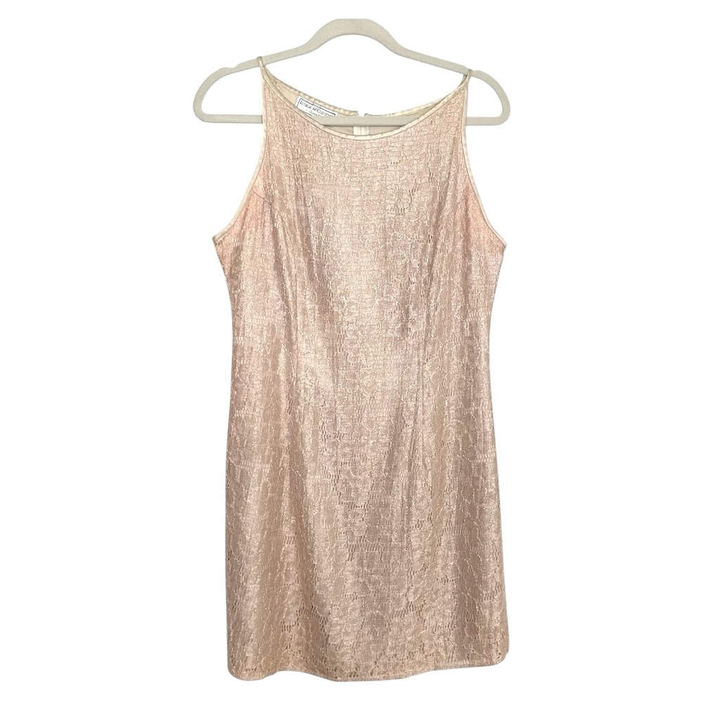 Gunne Sax Jessica McClintock Vintage Gold Lace Cocktail‎ Dress Made in USA
